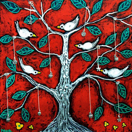 Margaret Blanchett Folk art tree birds