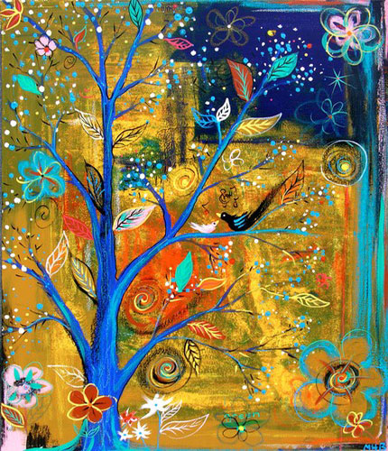 Margaret Blanchett Folk art tree birds