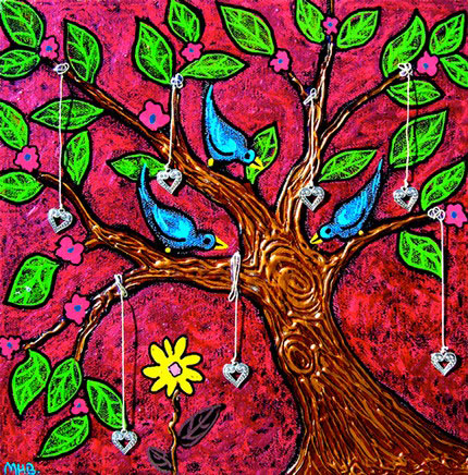 Margaret Blanchett Folk art tree birds