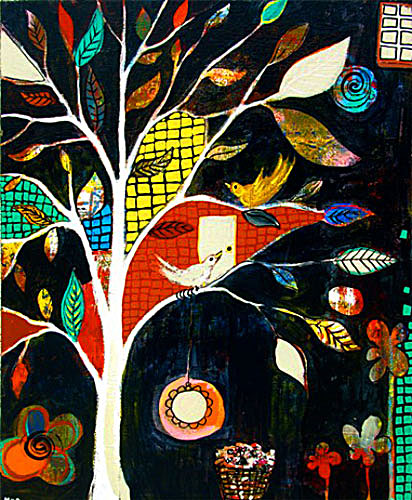 Margaret Blanchett Folk art tree birds