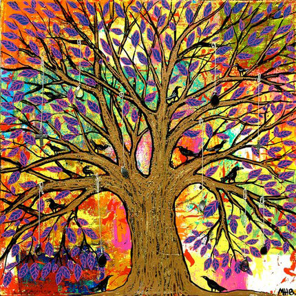margaret blanchett folk art birds tree