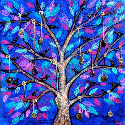 margaret blanchett folk art birds tree