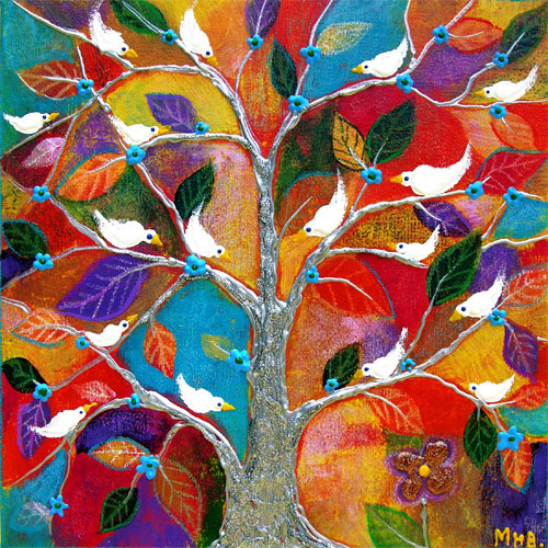 Margaret Blanchett folk art tree birds