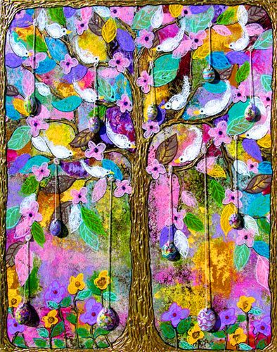 margaret blanchett folk art birds tree