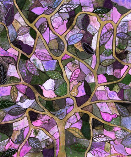 margaret blanchett folk art birds tree