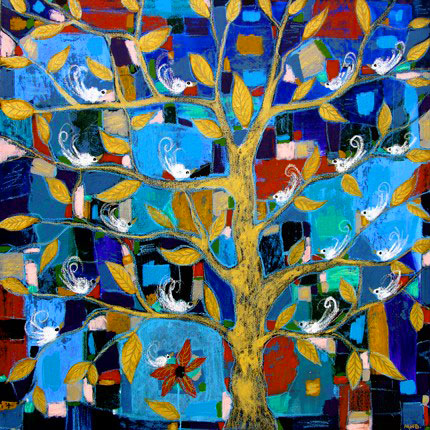 margaret blanchett folk art birds tree