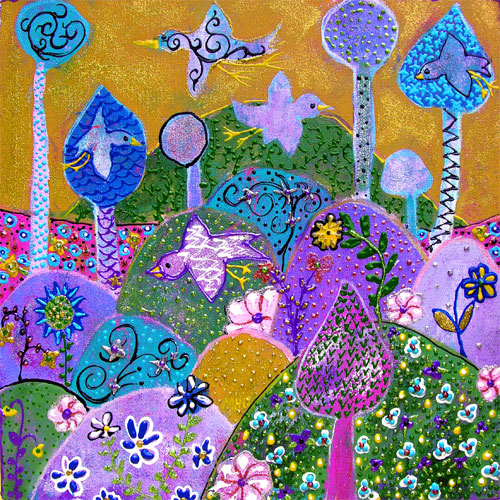 margaret blanchet folk art tree birds
