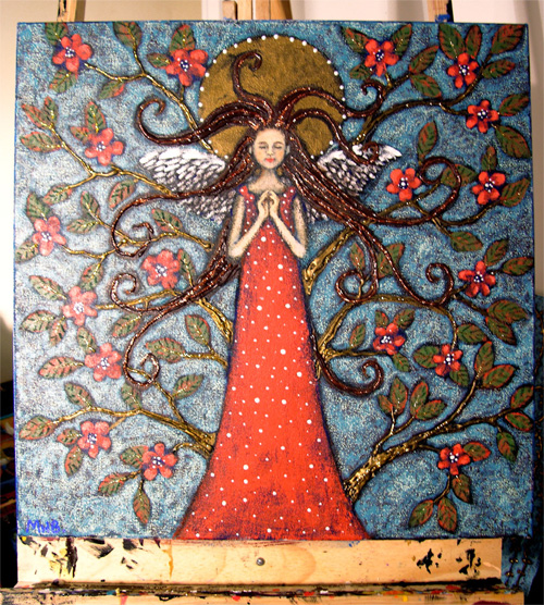 maggie blanchett angel spring folk art