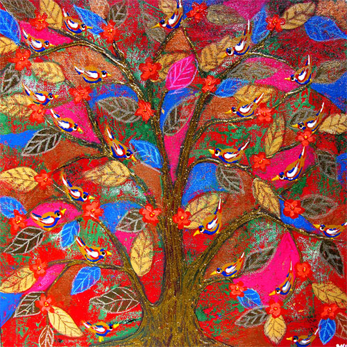 margaret Blanchett folk art tree birds