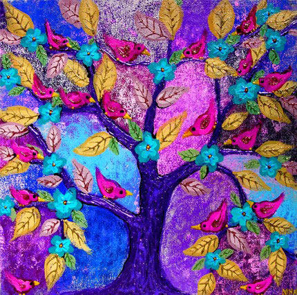 Margaret Blanchett Folk art tree birds